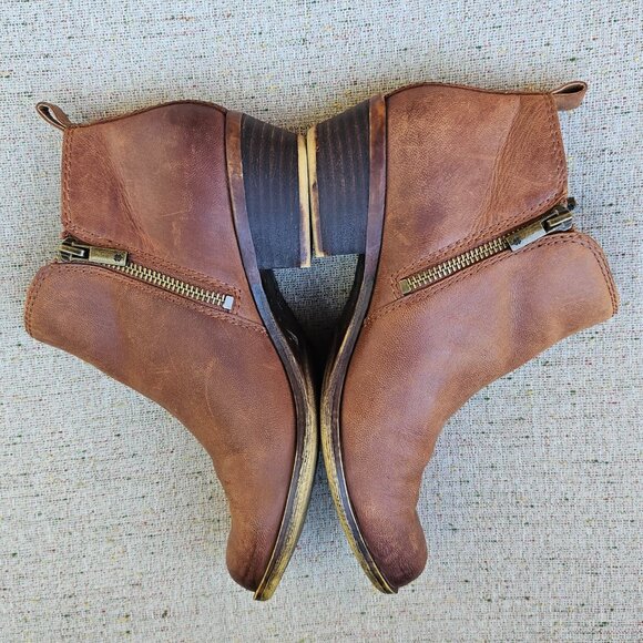 Lucky Brand Basel Bootie Toffee Brown Double zippers chunky block heel Size 6.5M - Picture 7 of 12